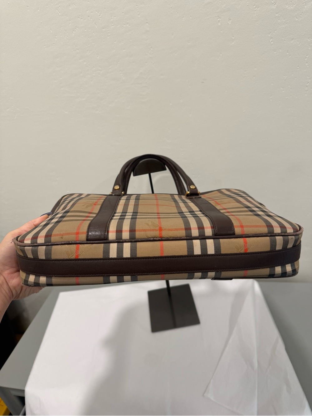 Burberry Beige and Brown Check top handle - Picture 4 of 5
